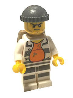 LEGO Minifigure-Police - Jail Prisoner (Open Shirt, Striped Legs, Gray Knit Cap, Backpack)-Town / City / Police-CTY618-Creative Brick Builders
